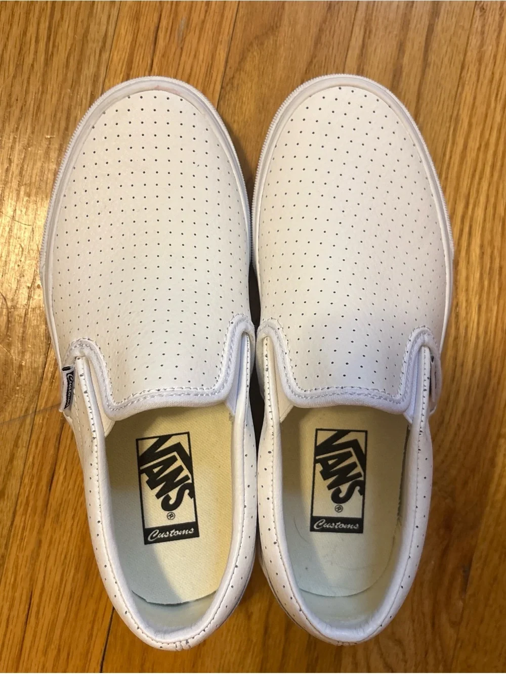 Vans White Perforated Slip-On Sneakers - Picture 1 of 4